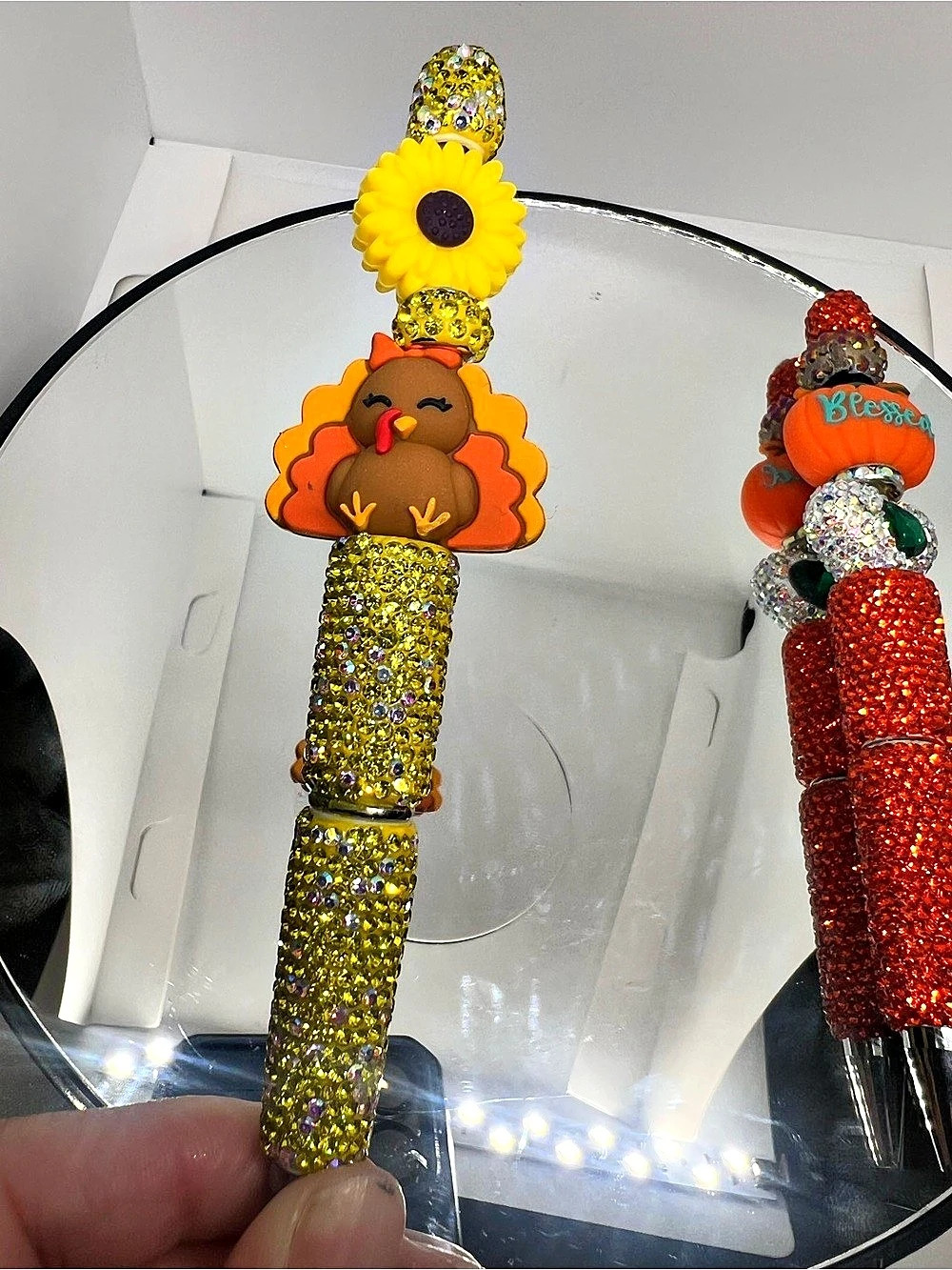 Rhinestone Pens Fall Thanksgiving Bling Pens Turkey Fox Pumpkin Sunflower Sparkl - Picture 9 of 11